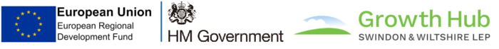 ERDF, HM Government & Swindon and Wiltshire Growth Hub logos