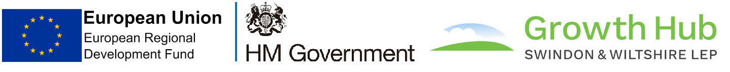 ERDF, HM Government and Growth Hub Swindon & Wiltshire LEP Logos