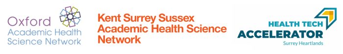 Oxford AHSN, Kent Surrey, Sussex AHSN & Surrey Heartlands Health Tech Accelerator logos 